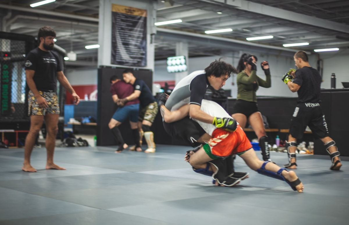 A takedown drilled on the mats